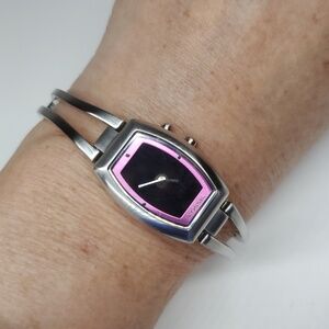 Vintage Fossil Watch ES9768 Big Tic Silver Metal Wristband